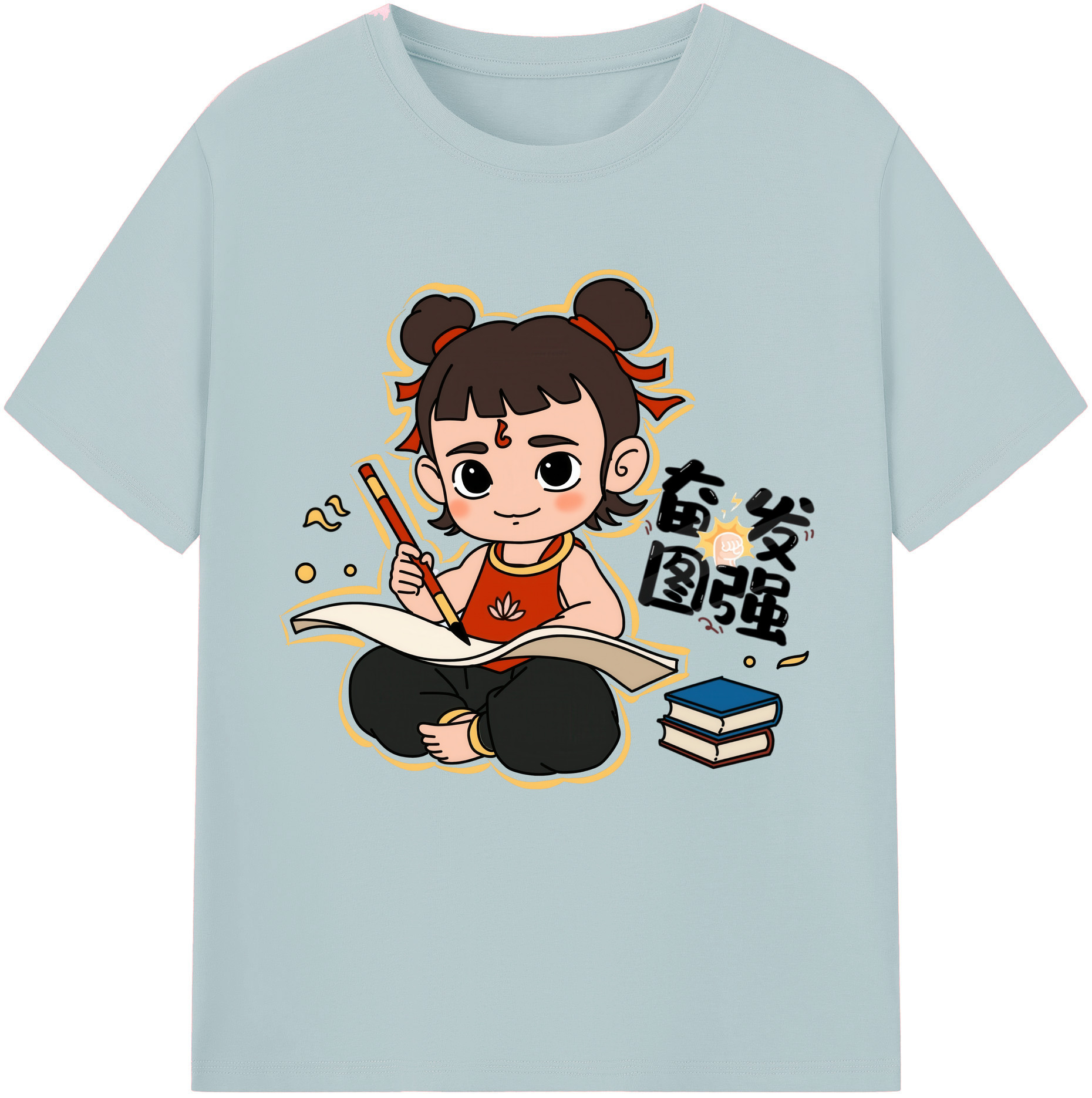 （画像用） Ne Zha 2 ナタ 魔童の大暴れ 綿100％半袖Tシャツ（フロントプリント）